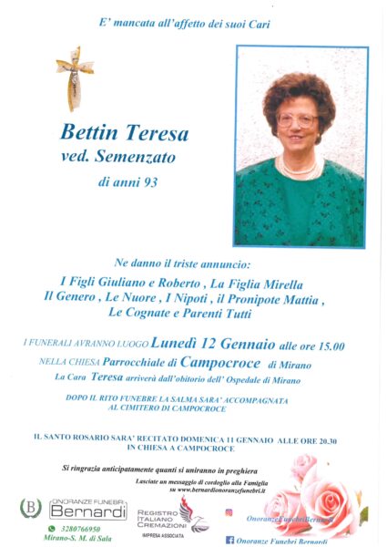 BETTIN TERESA DI ANNI 93