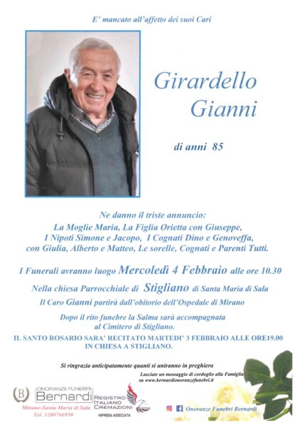 GIRARDELLO GIANNI DI ANNI 85